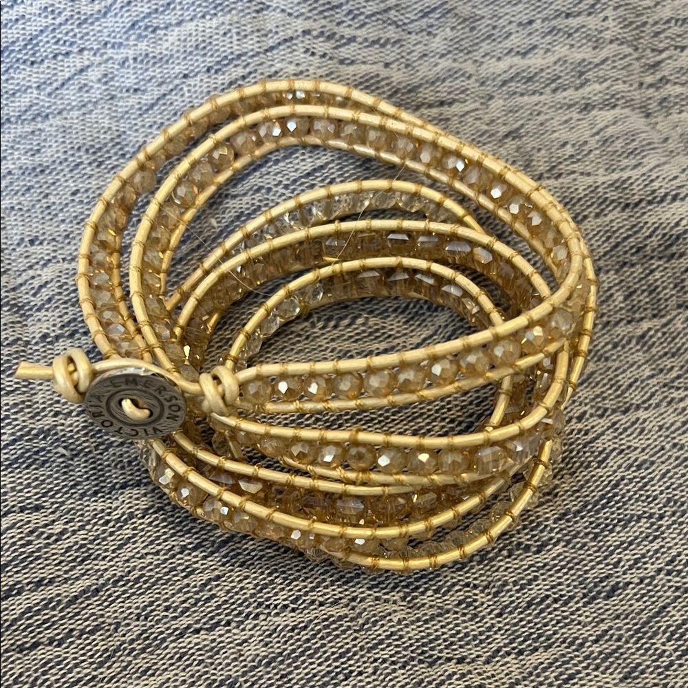 Elegant Gold neutral Victoria Emerson Beaded Wrap Bracelet